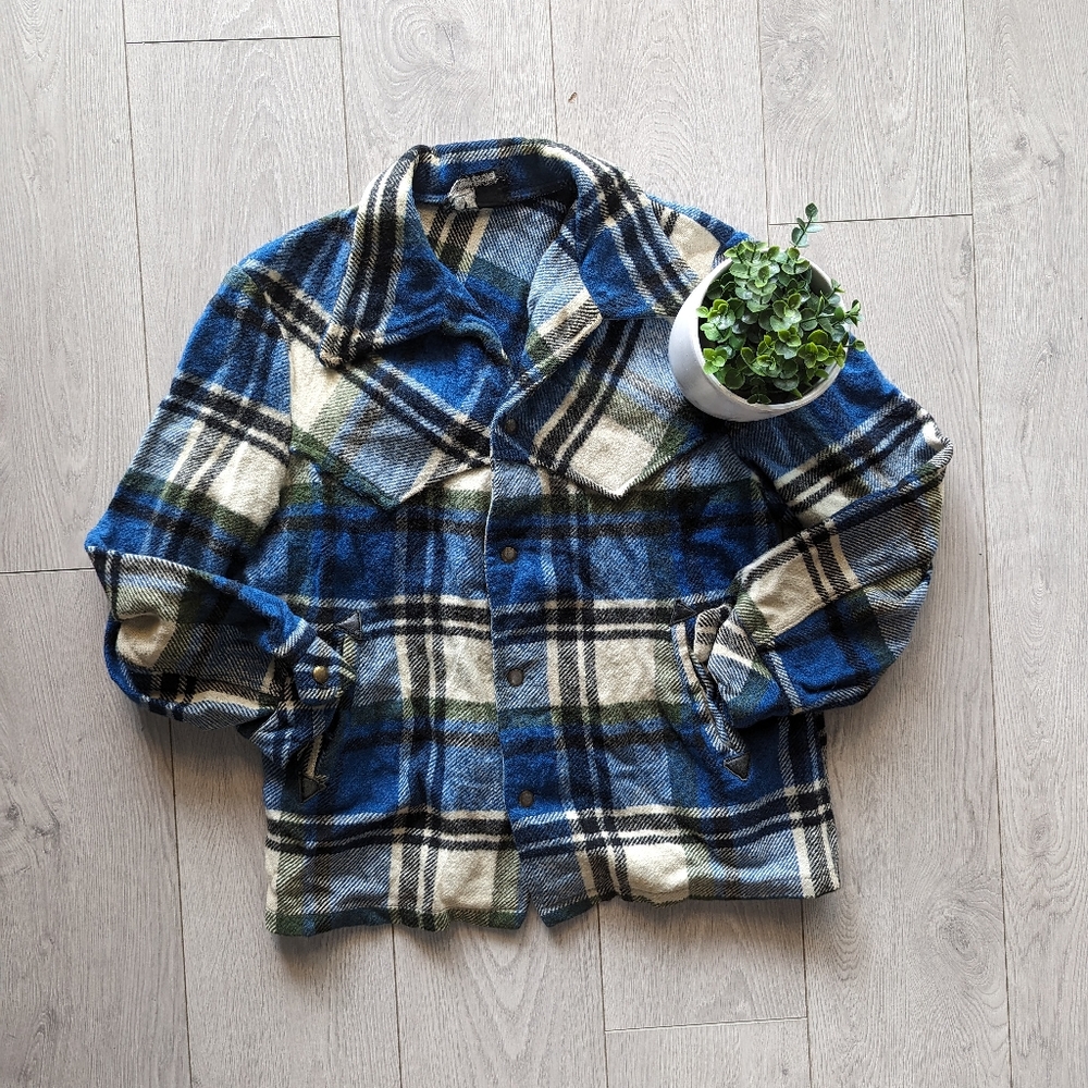 BLUE VINTAGE 80s FLANNEL